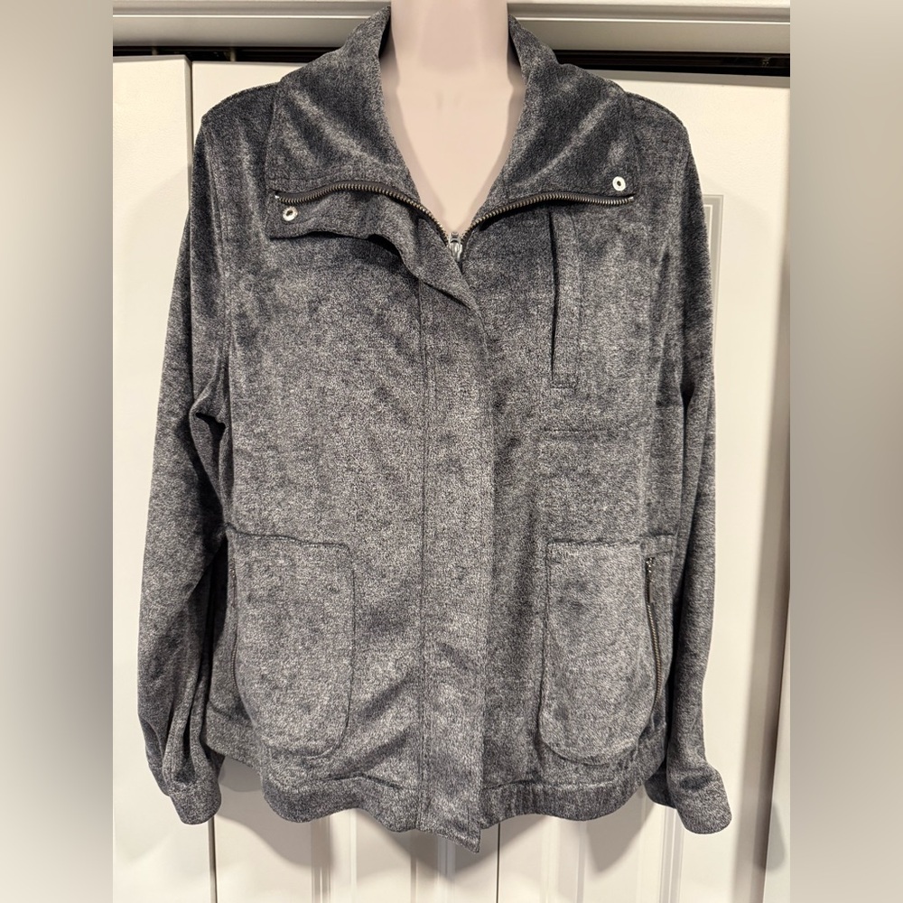 Zenergy Chicos gray velour active lounge jacket 2 large L